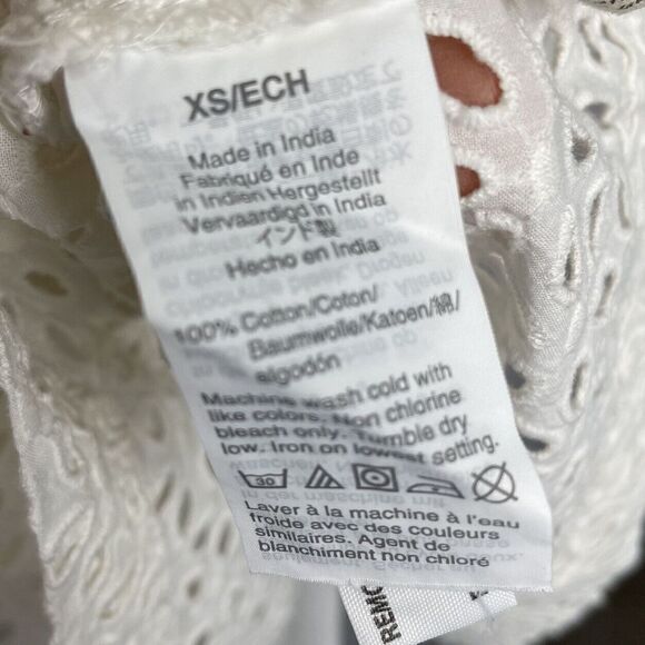 MADEWELL Womens Eyelet Ruffle-Sleeve Mini Dress NWOT Ivory Cotton AN137 Size XS - Picture 11 of 12
